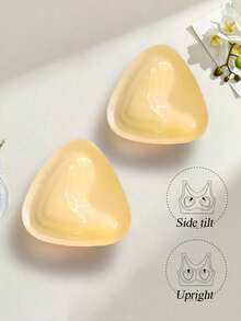 1对双面自粘胸垫，方形和三角形，可重复使用加厚隐形文胸和比基尼垫 - 杏色 - 查看 11