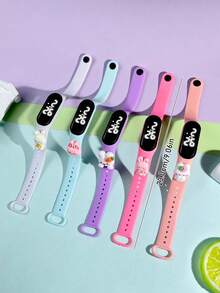5pcs Children And Teenagers Sports Electronic Watch M3 New LED Touch Screen Cute Carrot Little White Rabbit Strawberry Rabbit Bowknot Rabbit Fashion Versatile Sports Electronic Watch Open School Season Back To School Season Send Surprise Gifts To Classmates And Friends Gift Watch Combination Set - Multicolor - View 4