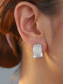 Hihho 1pc High-End Fully Hoop Earrings, Commute & Date Atmosphere Jewelry, Ideal Gift For Partner To Convey "Radiance And Confidence" - Earrings - View 7