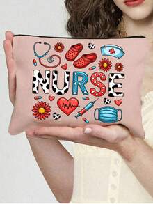 Nurse Print Makeup Bag, 7 Colors Cute Nursing Storage Pouch With Zipper, Portable Medical Themed Toiletry Organizer For Cosmetics, Brushes & Nursing Essentials, Ideal For Nurses, Nursing Students, Doctors & Medical Staff, Perfect For Nurse Week, Birthdays, Work, Travel & Appreciation Gifting, Versatile As Cosmetic Case, Pencil Bag & Healthcare Worker Gift Medicine Bag First Aid Bag Medicine Organizer Pill Case Pill Box Pill Organiser Pill Container For Home For Outdoor Cruise Essentials Travel Essential - Multicolor - View 17