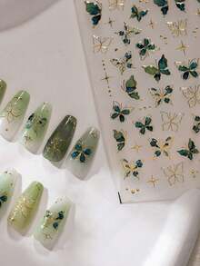 1pc 5D Nail Art Stickers Fragment Colourful Shell Light Butterfly High Quality Nail Stickers Spring Nail Art Decal Design Manicure Nails Nail Supplies - 多色-1 - 查看 2