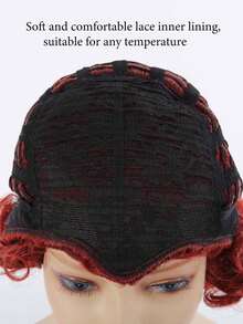 Heat Resistant Synthetic Red Heart-Shaped Wig, Movie Themed Coily Hair, Cosplay Witches Costume Wig With Rose Net Cap, Glueless Bun Beehive Style, Halloween Party & Birthday Queen Accessory, Funny Cosplay Props - Multicolor - View 6