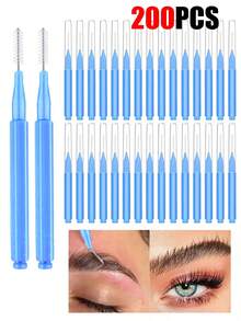 200件套带盖眉刷套装，包含眉毛修剪器、睫毛夹、染色工具、眉睫造型配件 - 彩色 - 查看 17