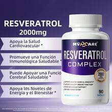 Resveratrol 90 Capsulas con Extracto de Uva y Quercetina | Antioxidante y Anti-Envejecimiento | Ayuda a expandir los vasos sanguíneos a la vez que reduce la coagulación en la sangre | MVPCARE - Tres botellas - Ver 3