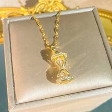 1 chiếc dây chuyền mặt dây rỗng bằng thép không gỉ, thiết kế sang trọng, thanh lịch, đa năng, thích hợp làm quà tặng trang sức mùa xuân/hè. - đồng hồ cát - Xem 7