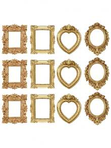 12pcs/10pcs/7pcs Vintage Baroque Mini Resin Photo Frame DIY, Family Member Photo Decor Craft, Personalized Gift, Cartoon Album Display Frame, Handmade Tool For Party - Multiple Styles - View 14
