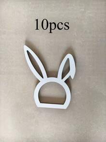 1/3/5/8/10pcs Cute Wooden Napkin Rings | Easter Bunny Design, Suitable For Easter And Rabbit Themed Parties | Wooden Material, No Assembly Required - Multicolor - View 9