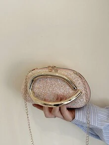 An Elegant Minimalist-Style Women's Chain Crossbody Bag From 2026, Featuring A Sophisticated And Classic Design That Is Highly Versatile And Suitable For All Occasions. - Pink - View 2