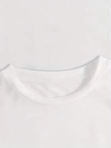 Camiseta Vintage con Estampado de Letras, Manga Corta, Cuello Redondo, Estilo Casual, Adecuada para Verano y Primavera, Ropa de Mujer 2KAG - Blanco - Ver 3