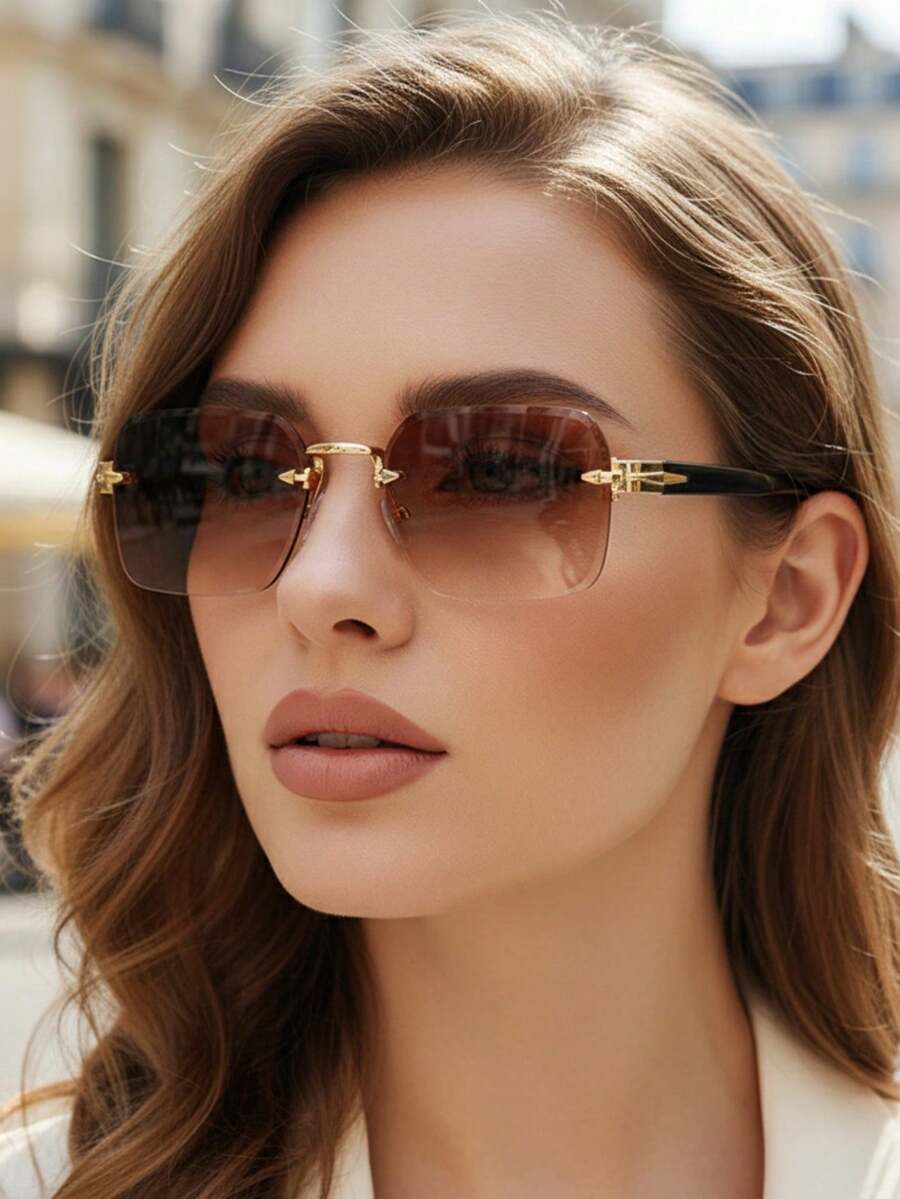 1副渐变复古时尚无框眼镜，采用优质金属无框设计，男女皆宜，适合度假、旅行、街头摄影、徒步、派对、音乐节、演唱会等场合，也是一份绝佳的礼物之选。 - 彩色 - 查看 1