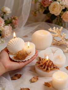 Multifunctional Seashell & Starfish Silicone Mold - Suitable For Candles, Handmade Soaps, Fondant Cakes, Chocolates - 3D Stereoscopic Design - Reusable - Seashell Mold - View 2