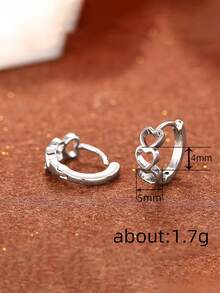 1 Đôi bông tai bạc Sterling 925 hình tròn tối giản dành cho nữ, bạn gái, người yêu, trang sức cao cấp, quà tặng sinh nhật, trang sức tinh tế. - Bông tai hình trái tim kiểu chạm khắc - Xem 4