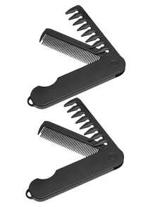 Multi-Functional Men's Folding Comb, Oil Hair Comb, Pompadour Comb, Wide-Tooth Textured Styling Comb, Portable Travel Folding Comb - Black - View 12