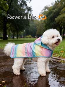 1 pieza Impermeable reversible para perros, chaqueta impermeable para mascotas, lavable a máquina, correas ajustables para razas pequeñas a grandes - Multicolor - Ver 7