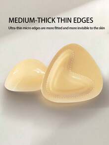 1对双面自粘胸垫，方形和三角形，可重复使用加厚隐形文胸和比基尼垫 - 杏色 - 查看 4