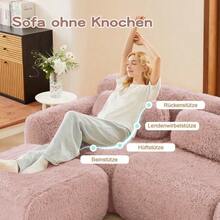 Two-Seater Sofa, Soft Fabric Upholstery, Modular Design Without A Frame, Can Be Combined As Desired, With Cushions. High-Resilience Soft Foam, Non-Slip Base, Ideal For The Living Room, Bedroom, Office, Etc. - 珊瑚橙 - 查看 8