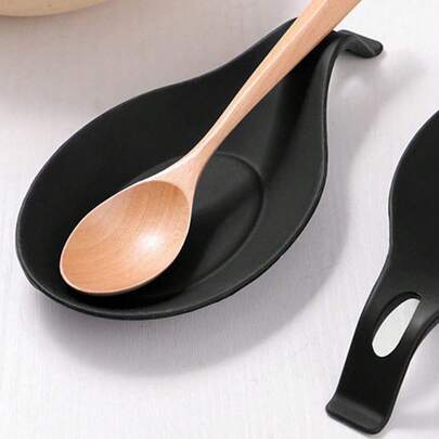 1pc Simple & Practical Solid Color Heat-Resistant Spoon Rest, Durable Material Easy To Clean, Kitchen Cooking Tabletop Storage, Essential Kitchen Tool, Suitable For Back To School, New Year, Valentine's Day, Mother's Day, Father's Day, Graduation Gifts