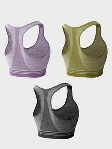 3PCS Bra Rompi Olahraga Wanita Tanpa Jahitan dengan Bantalan Dada yang Dapat Dilepas, Nyaman dan Sederhana untuk Kebugaran, Aktivitas Luar Ruangan, Rumah, dan Pemakaian Sehari-hari - MultiWarna - View 6