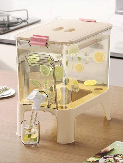 夏季冷饮机，6.5升大容量双龙头冷水壶，双层透明水果茶饮机，家用