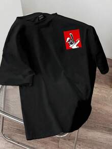 Camiseta de manga corta de punto blanca para hombre con cuello redondo - Negro - Ver 5