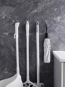 10pcs/20pcs Transparent Strong Adhesive Hooks, No Drilling Wall Hooks, Waterproof Hooks For Kitchen & Bathroom - White - View 4