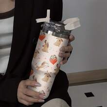 1pc/5pcs 30oz Stainless Steel Cupwith Cupid Dog Design, Suitable For National Pet Day, Mother's Day, Valentine's Day, Theme Parties, Birthdays And Other Holidays. This Cup Features A Cupid Dog Pattern, Providing Both Thermal Insulation And Fashionable Practicality To Easily Meet Your Daily Hydration Needs. - Multicolor - View 5