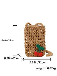 2026 Spring New Knitted Cute Phone Bag, Hollow Out Handmade Shoulder Crossbody Bag - Khaki - View 3