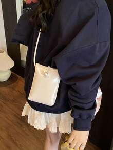 新款中国风迷你手提包，女士时尚百搭休闲单肩斜挎手机包 - 白色 - 查看 5