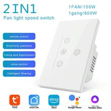 US Standard WiFi Fan And Light Switch Combo – 2-In-1 Smart Control, Works With Alexa/Smart Life/Tuya, APP Remote Dimmer & Fan Speed Adjustable 1%-100%, Timer & Schedule, Tempered Glass Panel, LED Backlight, Neutral Wire Required, 600W Light + 150W Fan - Multicolor - View 15