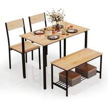 Dining Table And Chairs Set 4, Breakfast Dining Table And 4 Chairs 5 Piece Dining Room Set - Oak - View 1