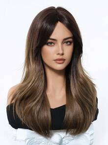 Tóc giả xoăn ombre nâu 20 inch dành cho nữ, chân tóc tối màu, tím nhạt, phù hợp cho thời trang, mặc hàng ngày, dự tiệc, cosplay Halloween, phong cách đường phố punk tự nhiên. - Màu nâu highlight - Xem 5