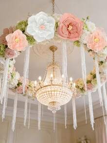 6件組婚禮裝飾花，7.87英吋白色/粉色仿真紙花，婚禮背景裝飾，DIY裝飾紙花，戶外派對裝飾，適用於婚禮裝飾、天花板懸掛裝飾、派對DIY裝飾 - 多色 - 查看 3