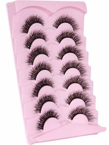 7 Pairs Natural Thin False Eyelashes - Reusable, Lightweight And Comfortable, Create Dramatic Eye Makeup Effect - Perfect For Daily Wear False Eyelash Strips - Black - View 8