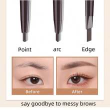 3pcs Automatic Rotating Double-Ended Triangle Eyebrow Pencils (Light/Medium/Dark Brown), Waterproof Sweat-Proof Long-Lasting No Smudge, Beginner-Friendly Eyebrow Makeup Tool - E-Rose Red - View 8