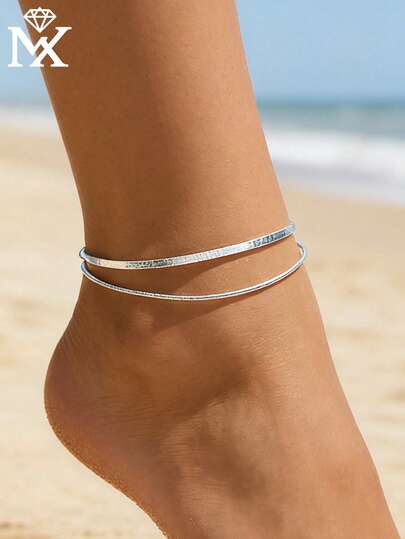 SYMFNY 1pc Minimalist 925 Sterling Silver Flat Fish Bone Chain Anklet, High-Quality Delicate Versatile, Suitable For Daily Commute, Casual Outings, Luxury Niche Jewelry