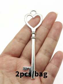 2pcs 22x82mm Big Heart Key Charms Pendant For DIY Jewelry Making Necklace Keychain Phone Chain Bracelet Making Accessories Handmade Craft Making Findings - Key - View 12