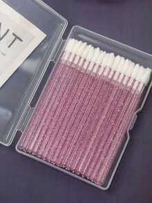 Soft Velvet-Covered Lip Brush Box Set, Disposable Solid Crystal Handle, Portable, Multi-Functional Lip Brush, Makeup Detail Brush. - Multicolor - View 17