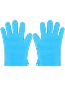 2 Pcs Silicone Grill Gloves Heat Resistant Non Slip BBQ Oven Mitts For Kitchen Baking Waterproof Hand Protection - A Pair - View 10