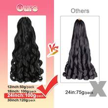 18/24/30 Inch 1 Pack French Curly Braiding Hair, Black Fluffy Wavy Crochet Braiding Hair Extensions, Pre-Stretched Yaki Curly Braiding Hair For Weaving, Suitable For Halloween (1B) - Black - View 3