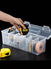 7pcs Set (6 Small Boxes + 1 Large Box) Tool Parts Storage Box, Multi-Compartment Portable Transparent Tool Storage Box, Home Screwdriver Hardware Parts Organizer Box, Toy Organizer Box, Portable Divided Organizer Box For Home Multifunctional Tool Box, Transparent Handheld Tool Storage Box, Wrench Screw Parts Organizer Box - Multicolor - 1pc - View 5