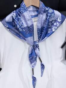 1pc Versatile Triangular Scarf, Decorative Shawl For Coats, Shirts, Autumn/Spring - Multicolor - View 1