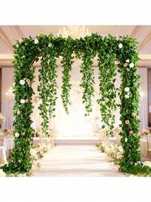 Dây leo thường xuân nhân tạo, cây xanh trang trí nhà cửa, lá xanh, thích hợp cho nhà cửa, đám cưới, tiệc tùng, sân vườn, trang trí tường và phòng, dây leo nhân tạo treo. Dây leo đẹp, thích hợp cho trong nhà và ngoài trời quanh năm, không cần bảo dưỡng - Hoàn hảo cho Ngày của Mẹ, Ngày Valentine, Lễ tốt nghiệp, Năm mới - Chất liệu nhựa - Nhiều màu - Xem 10