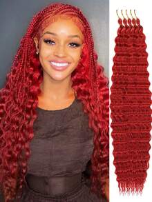 Pelucas trenzadas de ganchillo con ondas profundas de 18/22/26/30 pulgadas, extensiones de cabello de ganchillo con rizo profundo sintético - Multicolor - Ver 56