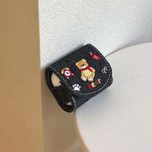 刺绣牛仔红围巾小熊耳机套，兼容苹果Pro 3/Pro 2/4/3/2，时尚女士耳机套，简约耳机套，苹果耳机套，苹果耳机保护套 - 藏蓝色 - 查看 5