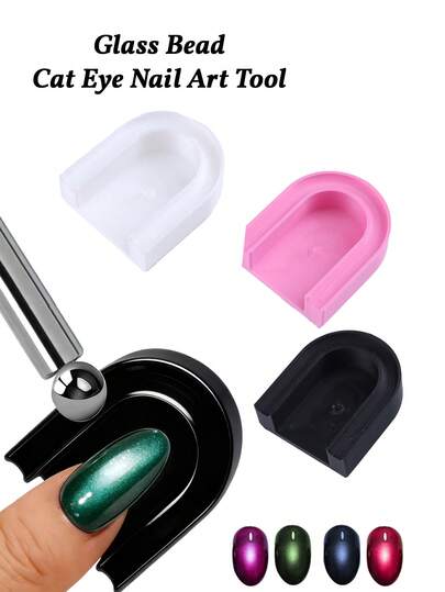 U-Shaped Magnetic Gel Nail Polish Guide Tool, Cat Eye Nail Magnet Pad Accessory, Suitable For Beginners To DIY Manicure And Magnetic Nail Art