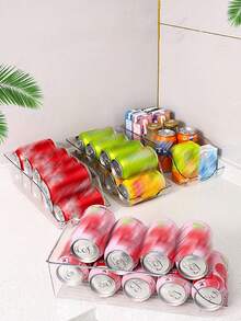 1pc/2sets Transparent Durable Storage Boxes, Stackable Large Capacity Storage Bins, Suitable For Refrigerator, Freezer, Cabinet, Pantry, Kitchen Storage Boxes And Cabinets, Kitchen Accessories, Refrigerator Organizer Boxes, Snack Boxes, Spice Jars, Valentine's Day & Back To School Gifts - Clear - View 9