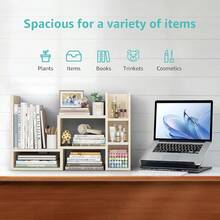 Desk Shelves Desktop Orgnizer Shlef - Natural Wood Tone Office Organization For Top Of Desk Organizers And Accessories Corner Bookshelf Table Top Shelving Small Hutch Decorations For Office - Màu gỗ tự nhiên - Xem 6