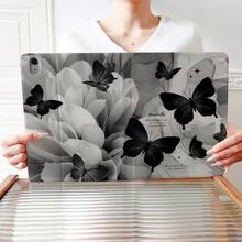 1pc Monochrome Black Butterfly & Floral Protective Cover With Pen Slot Multi-Angle Magnetic Stand Cover With Auto Sleep/Wake,Kawaii Tablet Case Compatible With IPad Pro/Air/Compatible With Samsung Galaxy A9/S9/S7/S10+/Compatible With XIAOMI Pad/5/6/7 - Multicolor - View 10