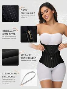 Women's Belly Slimmer Body Shaper Abdomen Binder Tightening Pressure Band Fitness Trimmer Shapewear Sculpting  Corset - 黑色 - 查看 5