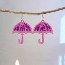 Glitter Raindrop Earrings, Glossy Pink Acrylic Long Pendant Earrings, Cute & Fashionable Jewelry Gift For Women - Multicolor - View 15